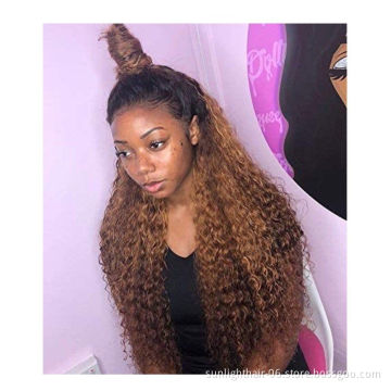 Sunlight Ombre Human Hair Wigs 30# Highlight Color Lace Front Wig 150 Density real Brazilian hair 13x6 Straight Lace Front Wig